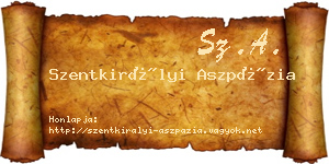 Szentkirályi Aszpázia névjegykártya